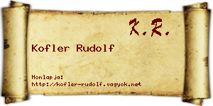 Kofler Rudolf névjegykártya